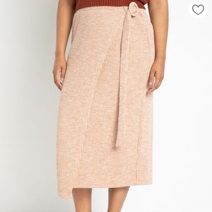 Wrap Detail Ribbed Skirt